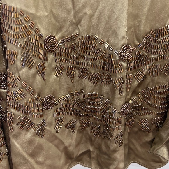 Womens Etcetera bronze beaded silk skirt size 16 - Picture 3 of 5